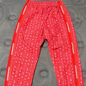 Lacoste Red Track Pants with Logo Pattern